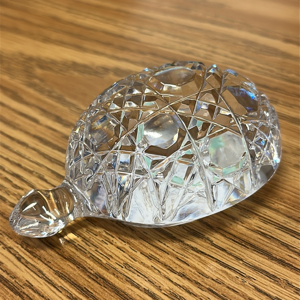 Signed Waterford Crystal 4 1/4” Turtle Paper Weight